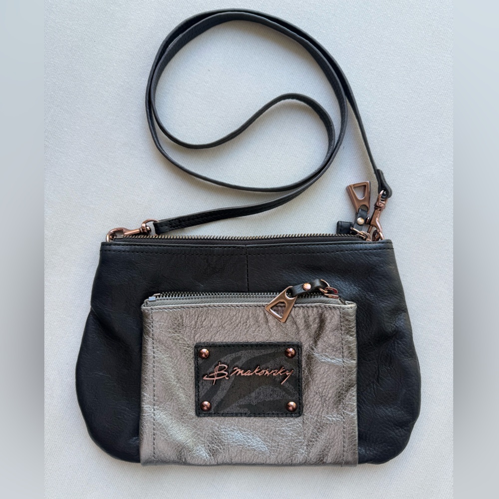 B. Makowski Metallic Leather Bag